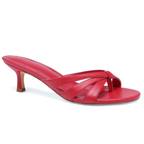 RBRKGNH Red Kitten Heels Sandals for Women Flip Flop Open Toe Sandals Comfortable Slip On Mules Women Thong Slide Heeled Sandals. | Amazon (US)