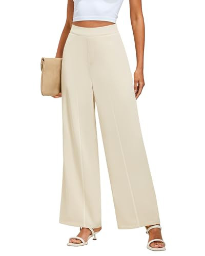 GRAPENT Dress Pants for Women Business Casual Comfortable Work Pants Women Women's Elastic Waist Pants Dressy Outfits Trousers for Women High Waisted Womans Pants Color Light Beige Small Size 4 Size 6 | Amazon (US)