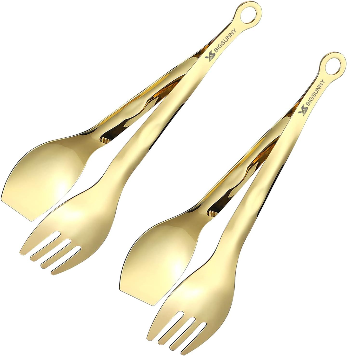 MSY BIGSUNNY Kitchen Tongs Cooking Tong - Stainless Steel Food Serving Tongs Set of 2(Gold, 9 inc... | Amazon (US)