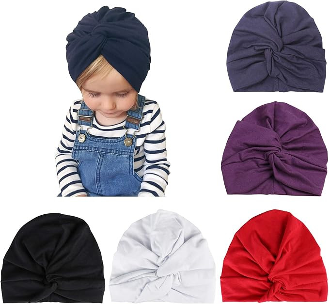 DRESHOW Turban Hat for Baby Infant Cap Hats with Bow Knot Soft Cute Nursery Beanie | Amazon (US)