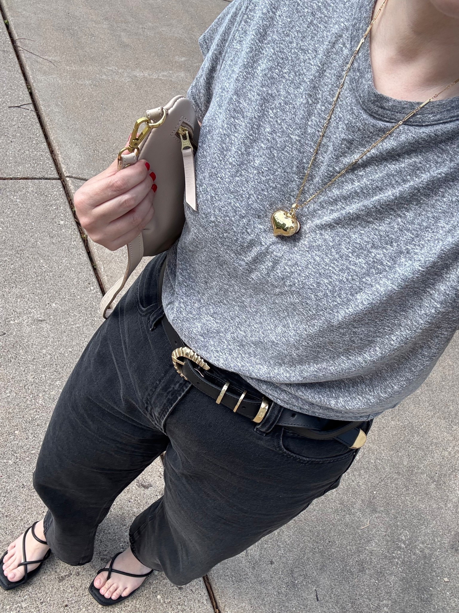 OOTD 
Tee- Walmart Free Assembly -up a size
Jeans- Gap - tts or if between sizes go up 
Belt- Natalie Borton 
Necklace- Clare V 
Sandals - old from dolce vita but Target has some just like it 
Bag- Abby Alley 

#LTKSeasonal #LTKOver40 #LTKootd