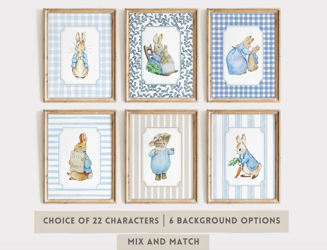 Peter Rabbit Nursery Prints, Beatrix Potter Gallery Wall Art, Playroom Decor, Vintage Nursery Dec... | Etsy (US)