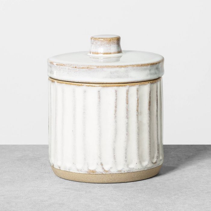 Stoneware Bath Canister Reactive Glaze Light Sour Cream - Hearth & Hand™ with Magnolia | Target