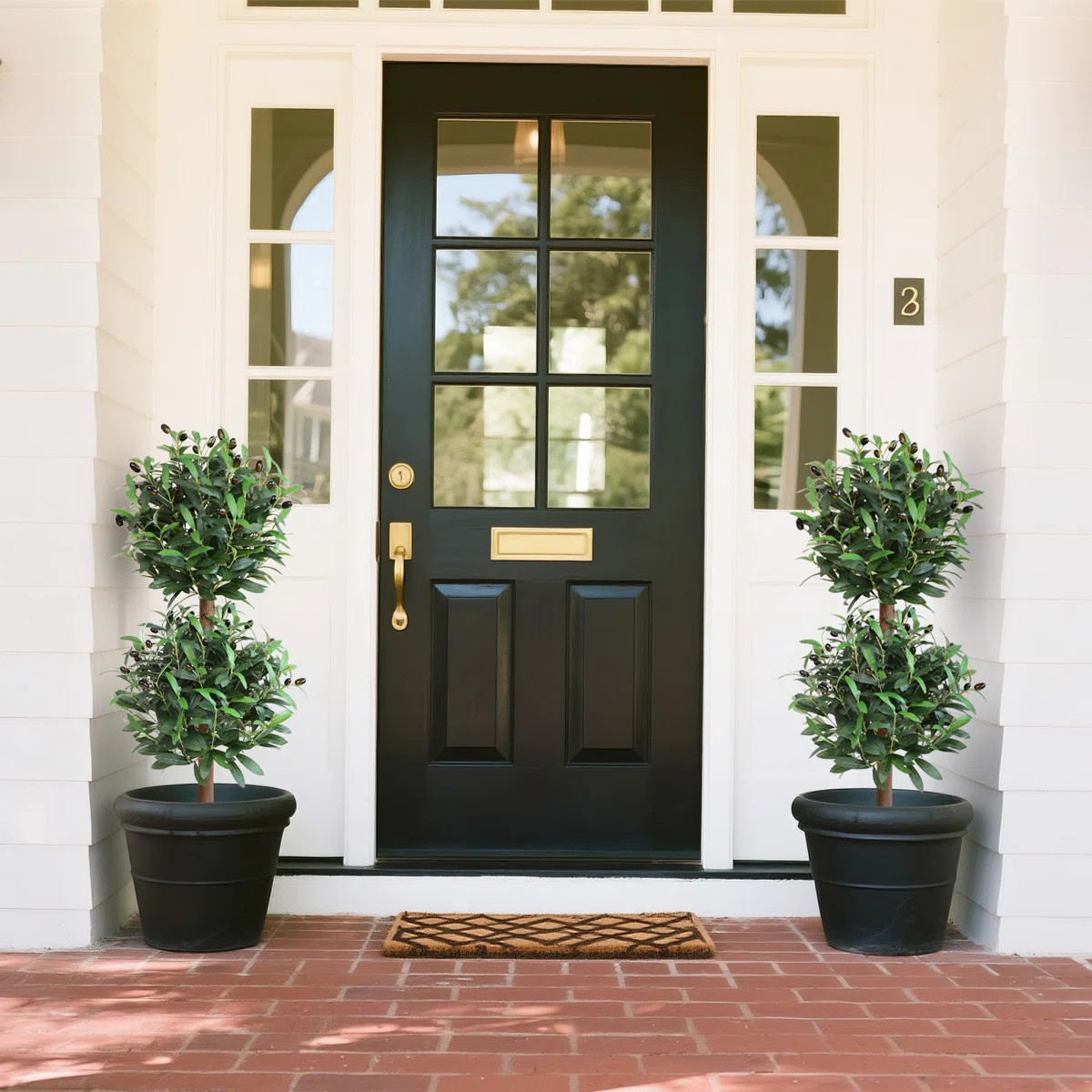 Artificial Olive Tree Topiary Plant with Pot Set of 2 | Wayfair North America