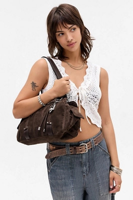 UO Heart Charm Suedette Shoulder Bag | Urban Outfitters UK