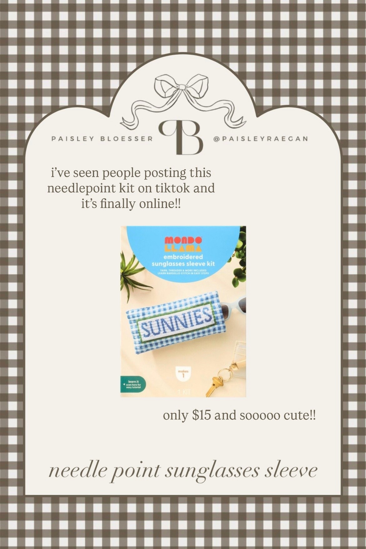 $15 needlepoint kit at Target!!! 

needlepoint, sunglasses case, needlepoint, grandma hobby, mondo llama, target find, arts and crafts, summer craft 

#LTKSeasonal #LTKselfcare #LTKdayinmylife