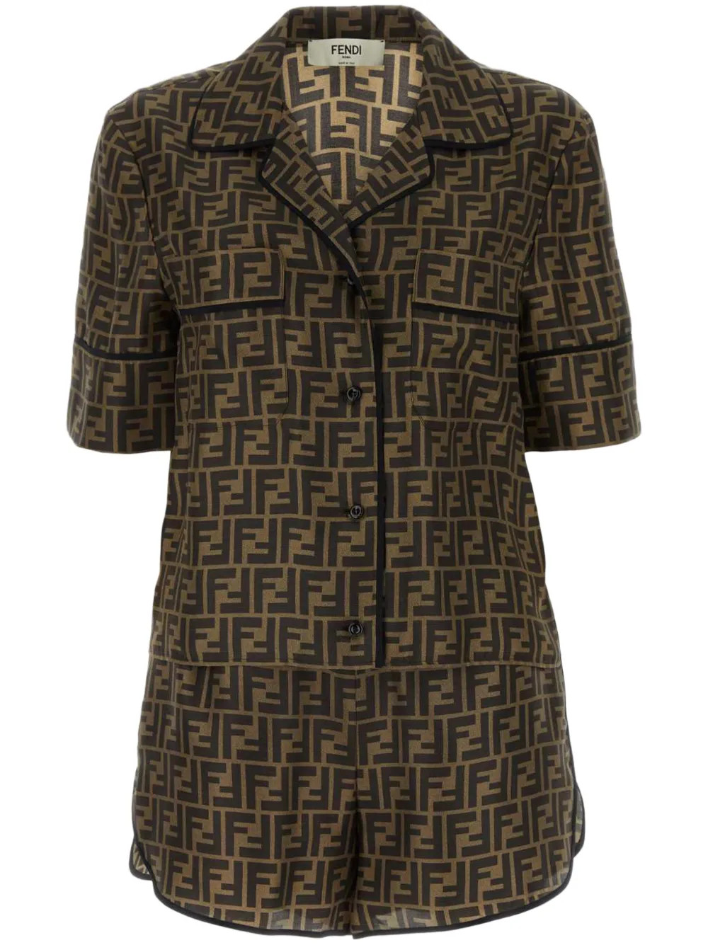 FENDI logo-print Silk Pyjama Set | Brown | FARFETCH | Farfetch Global