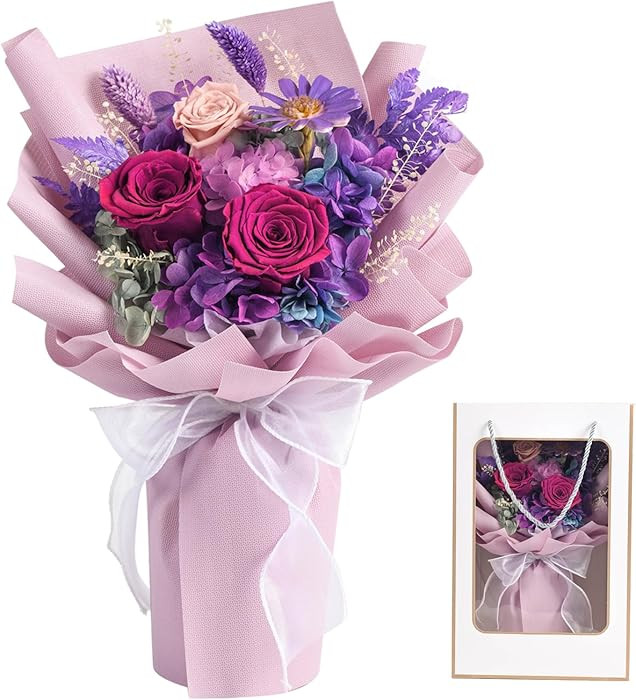 lovenfold Preserved Flowers for Delivery, Purple Rose Bouquets That Last 1-3 Years, Birthday Flow... | Amazon (US)