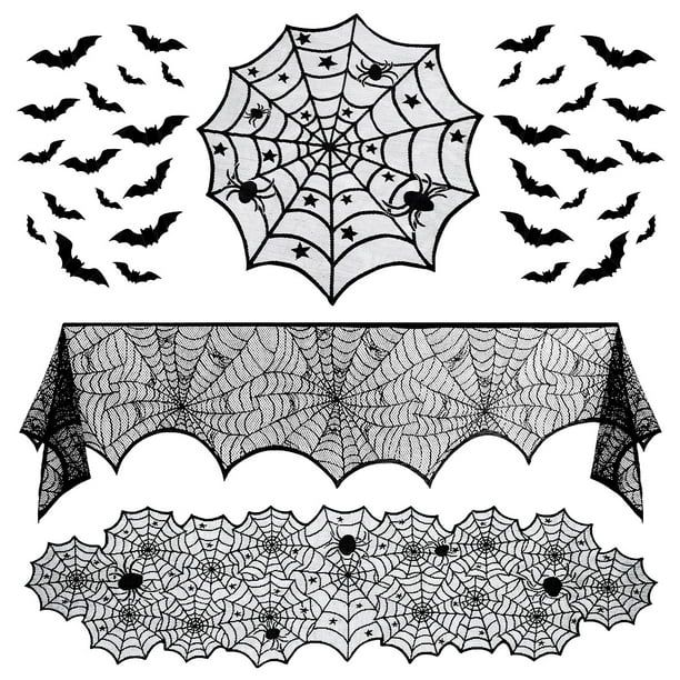 FRCOLOR Hemoton Halloween Lace Tablecloth Fireplace Scarf Spider Web Table Runner Fireplace Mantl... | Walmart (US)