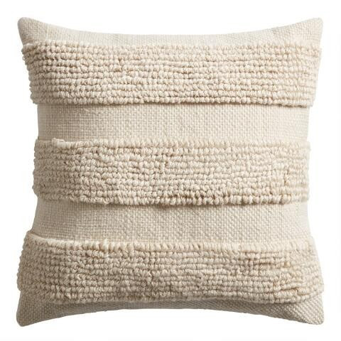 Tonal Loop Stripe Indoor Outdoor Throw Pillow | World Market