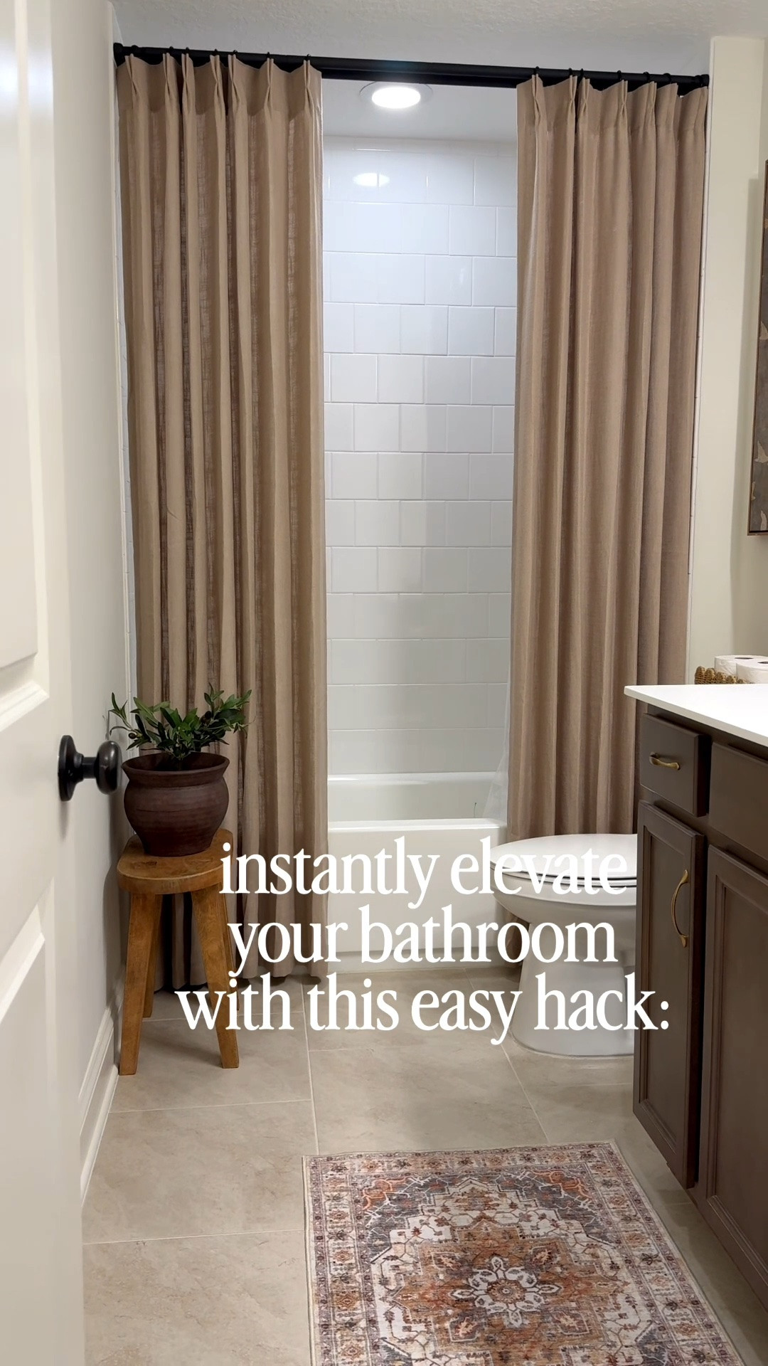LOVING this double shower curtain rod- use a shower curtain on the inside and a regular curtain outside- Instantly elevates your bathroom 🔥 pro tip- you don’t have to drill the rod, I just used silicone glue 

Amazon home finds, Amazon curtains, Amazon bathroom finds, viral home finds, home hacks