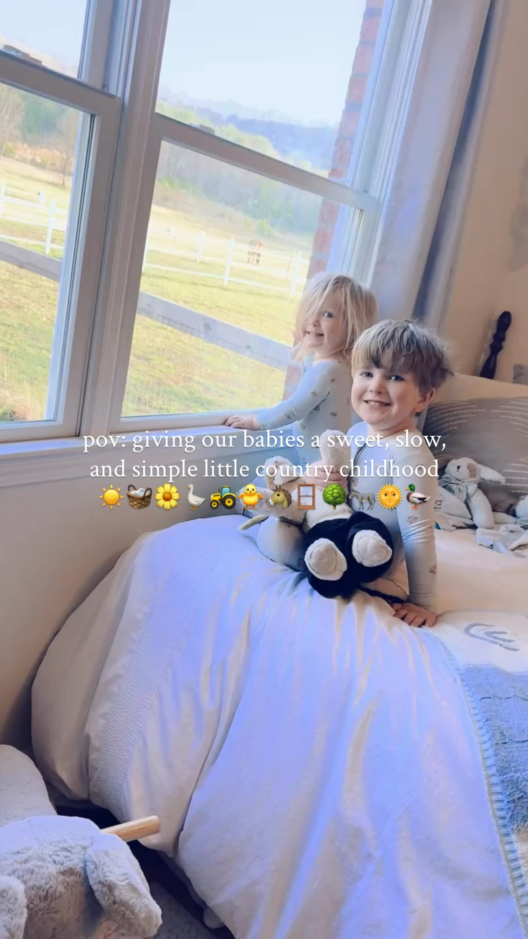 h a p p y  f r i d a y ☀️ from here on the farm !!! 🚜🪻 I’ll never get over that *this* is the view 🐴🌼🫏🌳 out my firstborn’s window🪟- what a dream 💭 y’all!! 🥹 #lifeonourfarm #dayinthelife #sahm #homeschoolmama #countrychildhood 

Feeding these little baby chickies 🐥 every morning fills my cup!!! 🥰 A little kitchen table homeschool preschool fun 🤩 before spending the rest of the day outside on the farm in this gorgeous 75 degree weather!! ☀️ And yes, linked our favorite tangram puzzle 🧩 for y’all over on my LTKit app!! 🙌🏽 

Went on the most beautiful early march ☘️ walk around the farm and dirt roads by us and just was taking it all in!!! 🐴🌳☀️🌼🪿 Judson loves going 🚲 (& Levi Rhett ridin’ along in his little “beep beep” car 🚙 hehe) by the creek 🌿 and pond 🦆 and we just did all the exploring!!! 🫏 Sound on 🔊 for all the springtime 🌸🌷💐 sounds around the farm!!! 🏡🚜 Eek this is the best time of year y’all!! 🌞 And a little St. Patrick’s 🍀 themed storytime 📚 before naptime 💤 - we sure do love March around here!! 💚

#LTKBaby #LTKdayinmylife #LTKKids