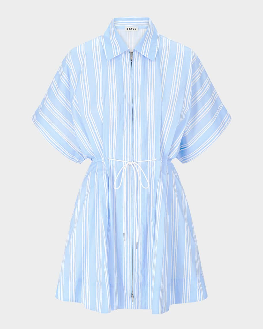 STAUD Cori Striped Cotton Mini Dress | Neiman Marcus