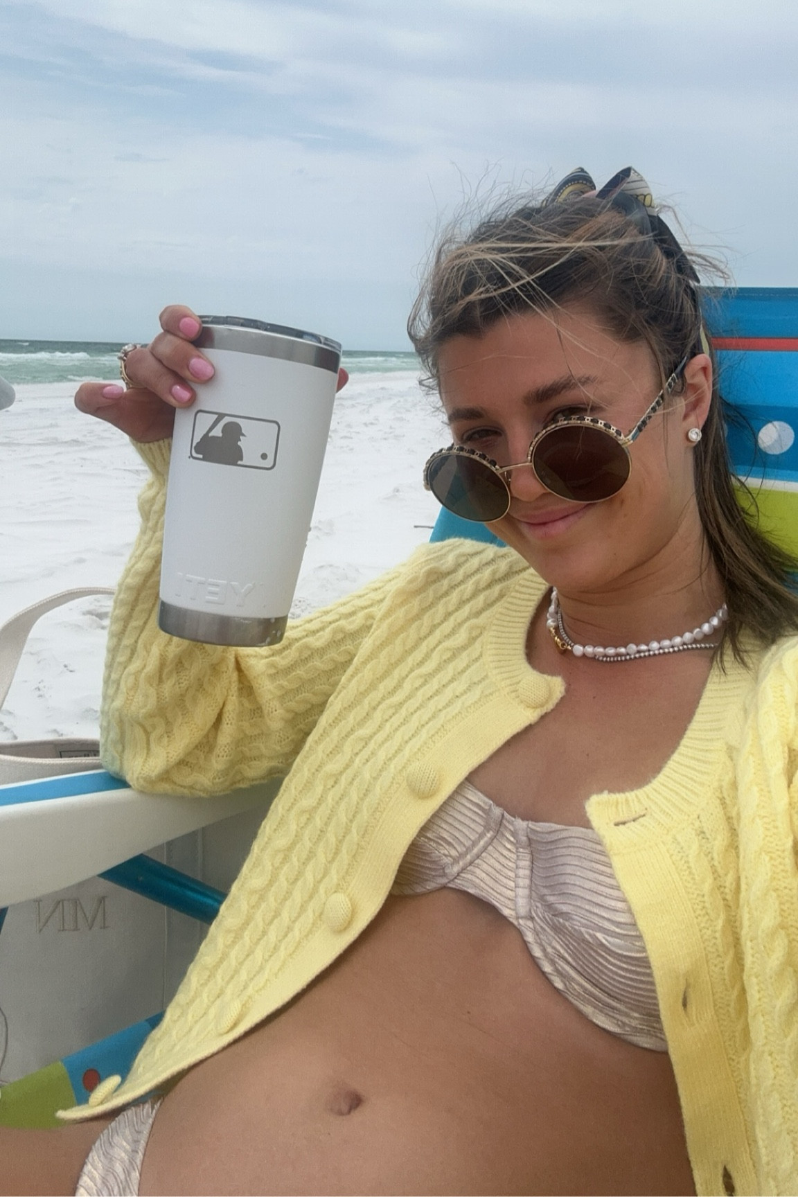 Swimmie size small
Cardigan size medium
Pants xsmall 