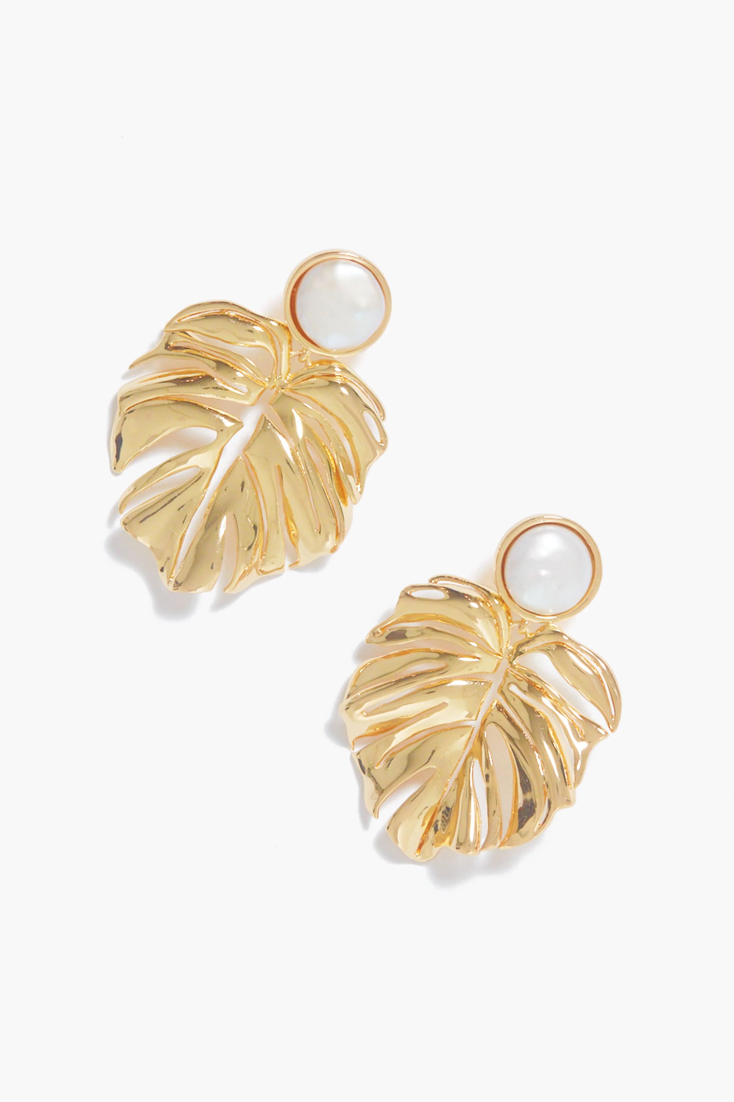 Lux Palm Pearl Earrings | Tuckernuck (US)