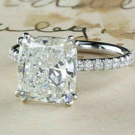 4.00 Carat Cushion Cut Diamond Engagement Ring Lab Diamond | Etsy | Etsy (US)