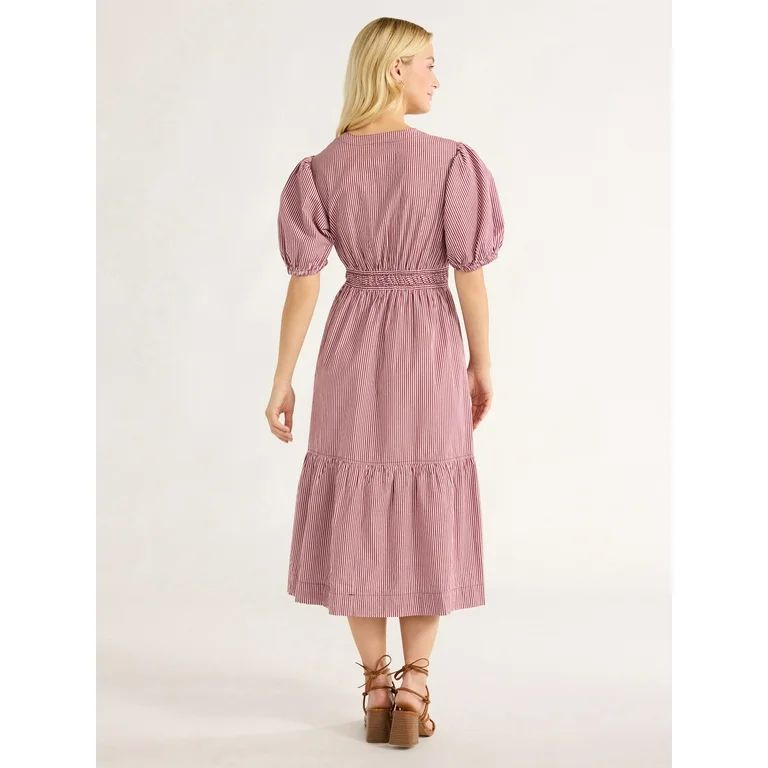 Free Assembly Women's Twist Front Cotton Midi Dress, Sizes XS-XXL | Walmart (US)