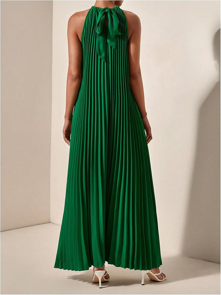 OYOANGLE Women's Summer Maxi Dress Wedding Guest Party Sleeveless Pleated Long Flowy Beach Vacati... | Amazon (US)