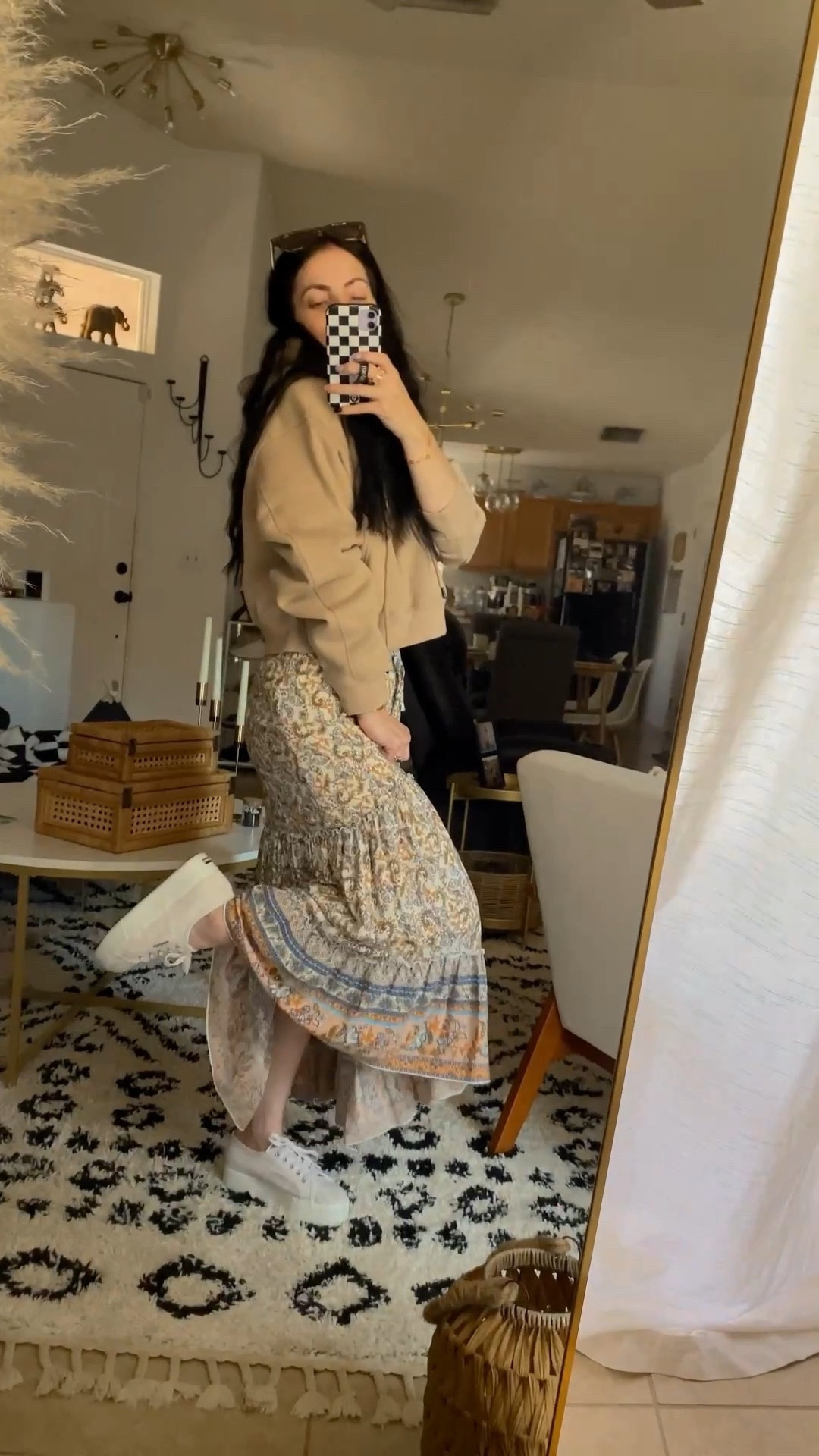 Fall outfit!!  (New Fall drop) This fleece sweatshirt pull over is way cute. I loved the cropped style and the material is bomb! This khaki color is perfect for this coming season and I’m super excited. Cozy, warm and just adorable. 
Fits tts, wearing size medium 

High waisted skirt is from last year but still worth the wear. I love a good flowy skirt for fall especially paired with a warm top. Skirt fits fits, I am wearing size small. 
Superga platforms are a must also! Comfortable, just size down if you’re in between sizes  

#LTKSale #LTKstyletip #LTKFind