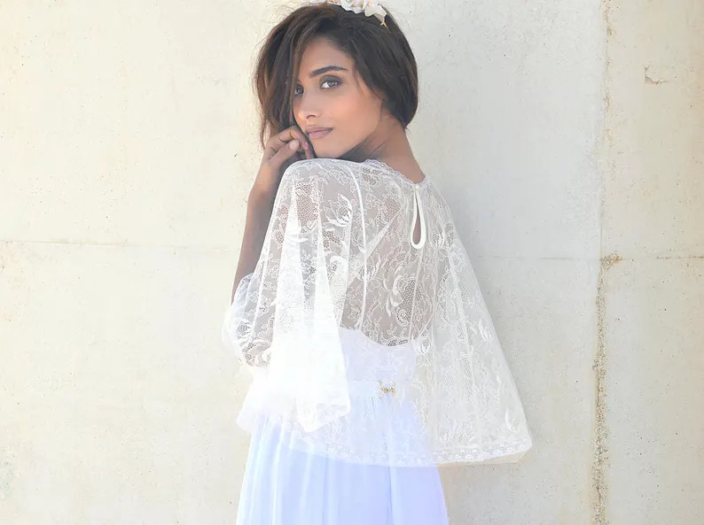 Bridal Lace Cape Bride Shawl With Lace  Lace Shrug Chic - Etsy | Etsy (US)