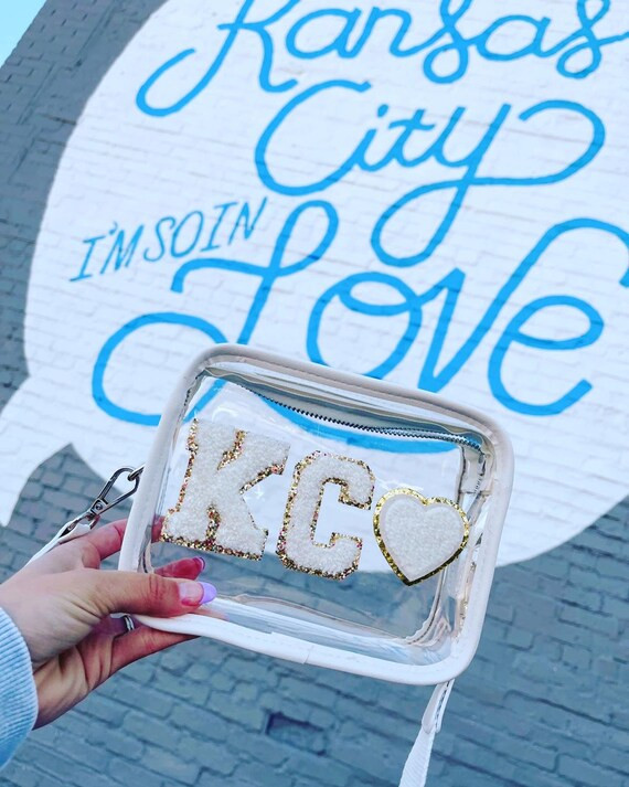 Clear Crossbody/Wristlet Bag with Glitter Varsity Letters *Stadium Approved* | Etsy (US)