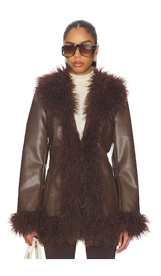 Athena Shaggy Jacket in Brown | Revolve Clothing (Global)
