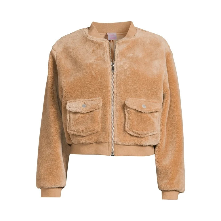 No Boundaries Women's Juniors Bomber Jacket with Cargo Pockets, Sizes XS-3XL | Walmart (US)