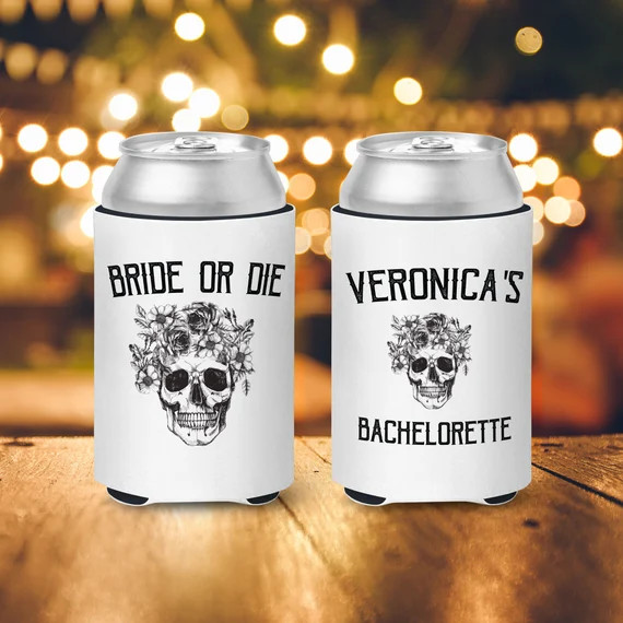 Bachelorette party can coolies | bride and guests bride or die till death do we party beverage in... | Etsy (US)