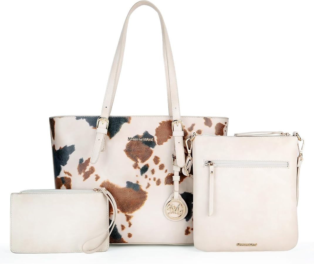 Montana West 3pcs Handbag Set Leopard Print Tote Bag for Women | Amazon (US)