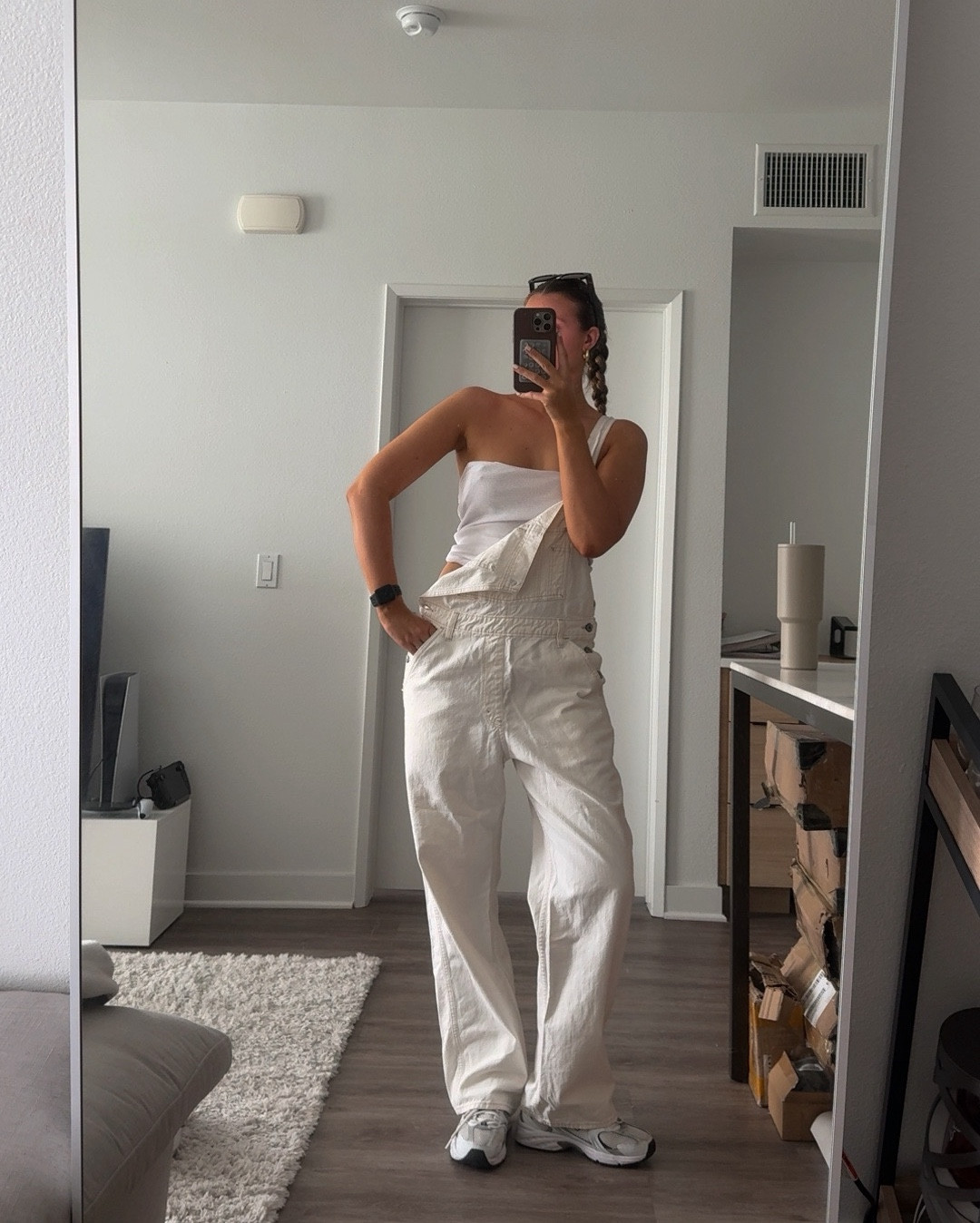 cream overalls 🍦🤍👩🏻‍🌾 can’t wait to style these for summer. I wear size medium for an oversized fit!