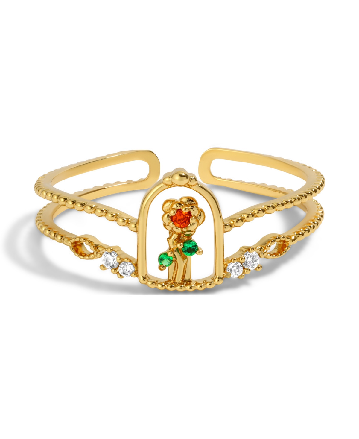 Girls Crew Disney Multi-Color Beauty the Beast Enchanted Rose Ring - Gold | Macy's