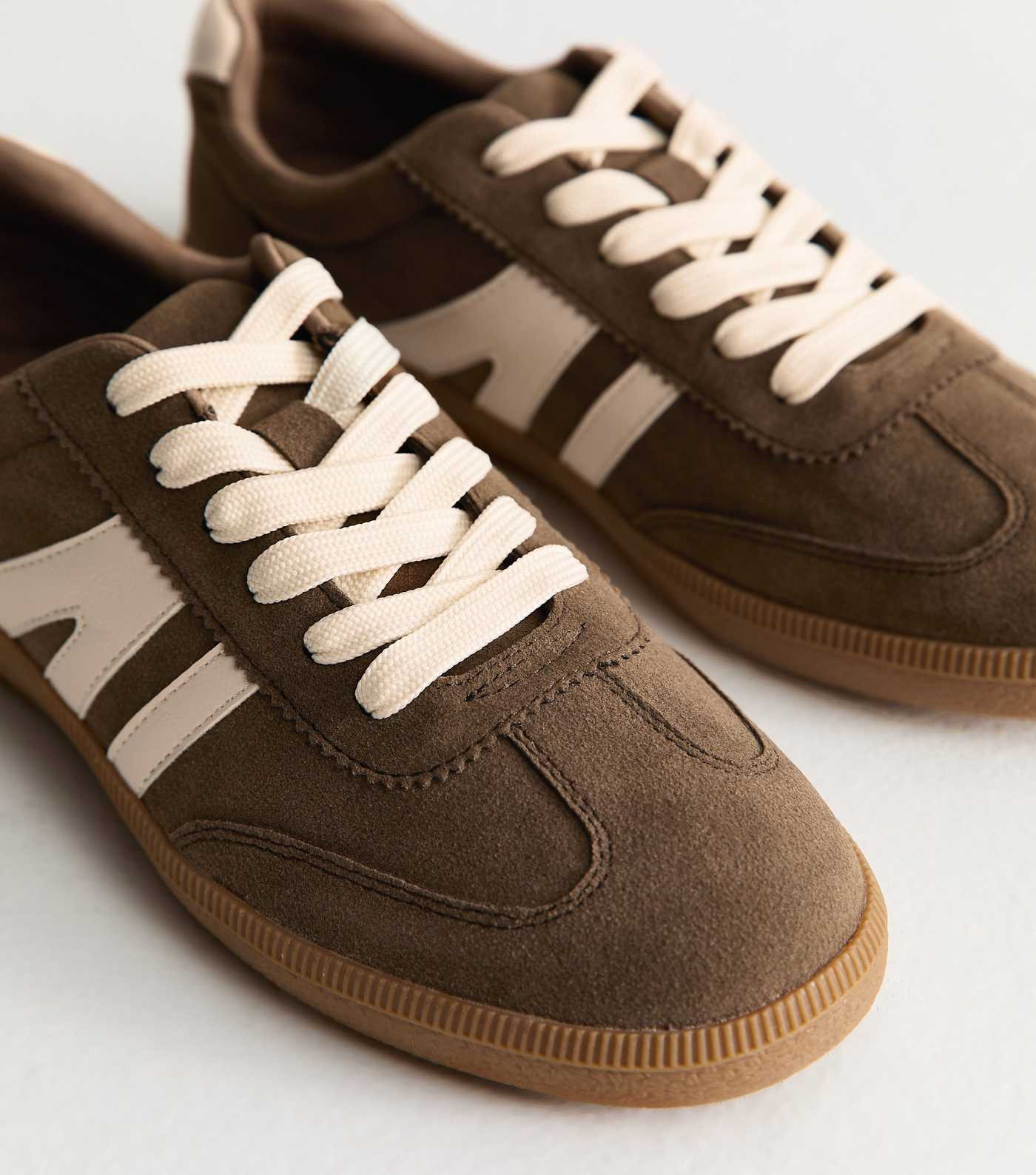 Brown Faux Suede Panelled Trainers | New Look | New Look (UK)