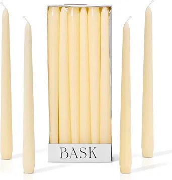 Bask 10-inch Taper Candles - Unscented and Dripless - Burns for 8 Hours - Home Decor for Dinner T... | Amazon (US)