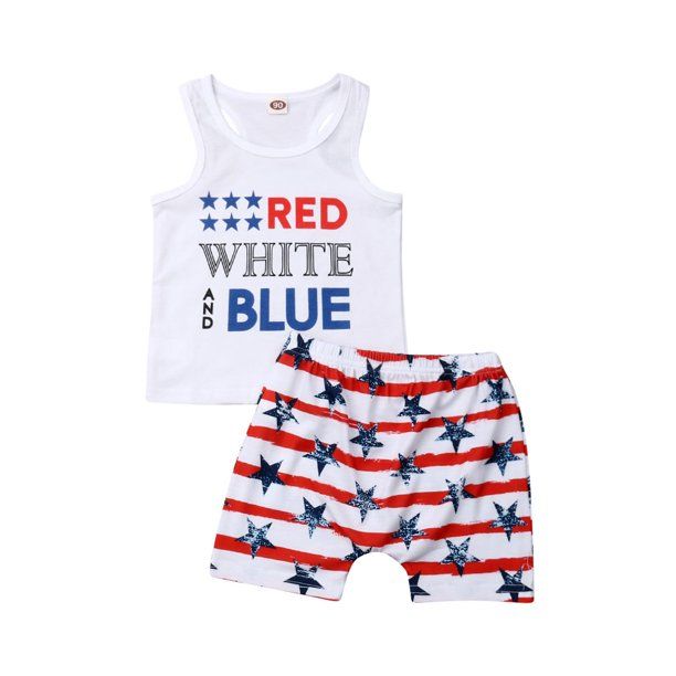 Sunisery Independence Day Toddler Boys Kids Clothes Sets Sleeveless Vest T-shirt Top+Pants 4th of... | Walmart (US)