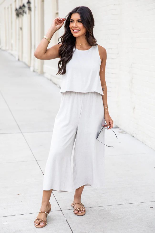 Never Wanna Leave Grey Jumpsuit | Pink Lily