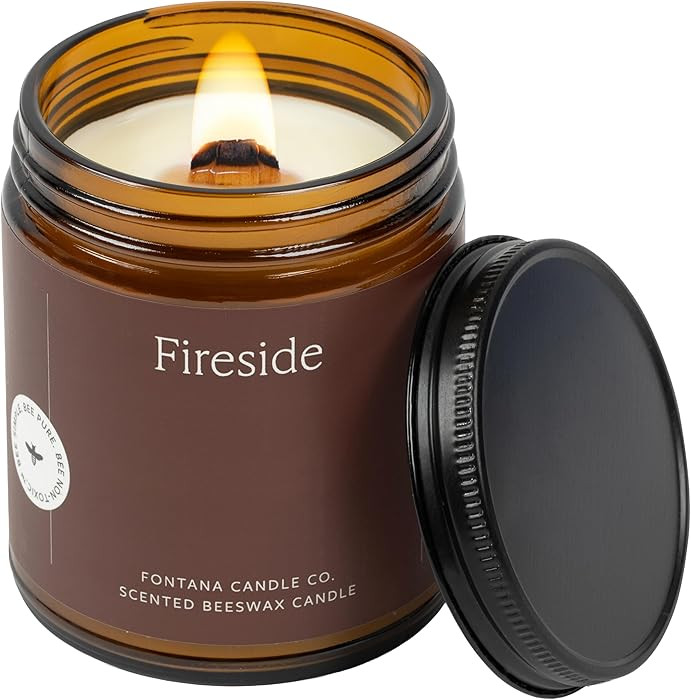 Fontana Candle Co Wood Wick Beeswax Jar Candles, Fireside - Made with Coconut Oil & Pure Essentia... | Amazon (US)