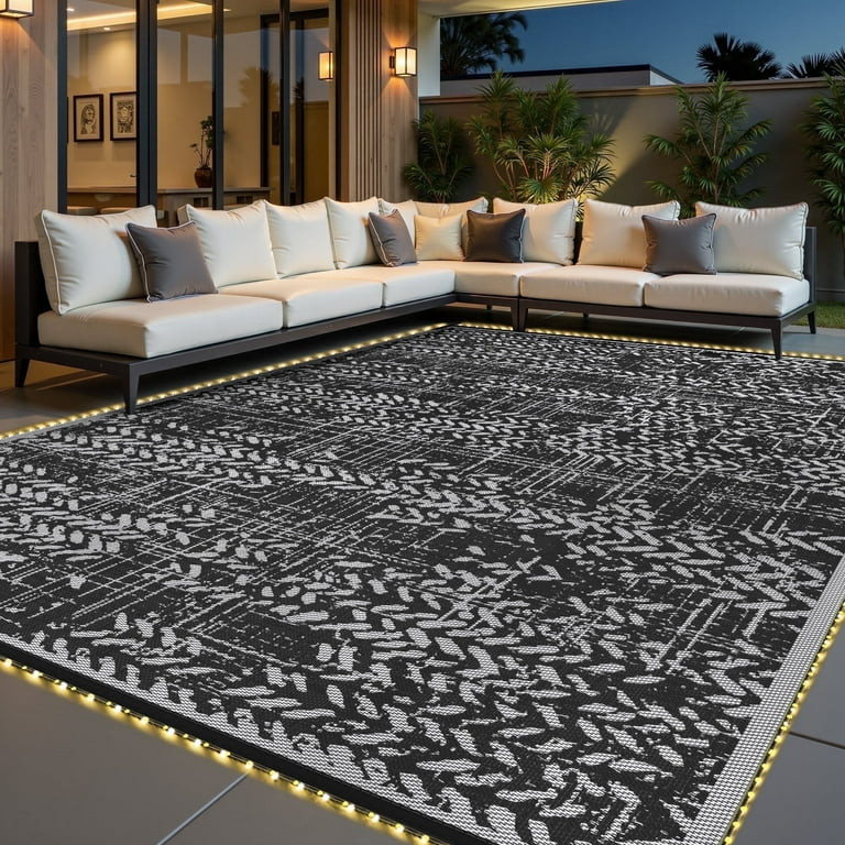 VUNATE Outdoor Rug 9'x12' with Led Light Strips Patio Rug Waterproof Woven Plastic Outdoor Mat fo... | Walmart (US)