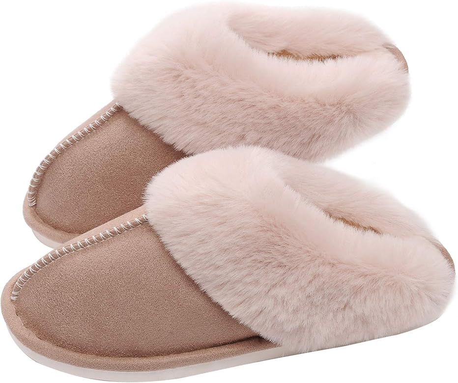 SOSUSHOE Womens Slippers Memory Foam Fluffy Fur Soft Slippers Warm House Shoes Indoor Outdoor Win... | Amazon (US)