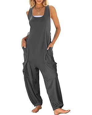 ANRABESS Women Overalls Jumpsuits Loose Casual Dressy Sleeveless Baggy Harem Pants Romper Jumpers... | Amazon (US)