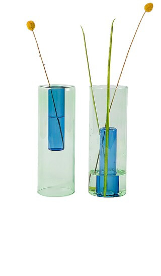 Large Reversible Glass Vase in Green & Blue | Revolve Clothing (Global)
