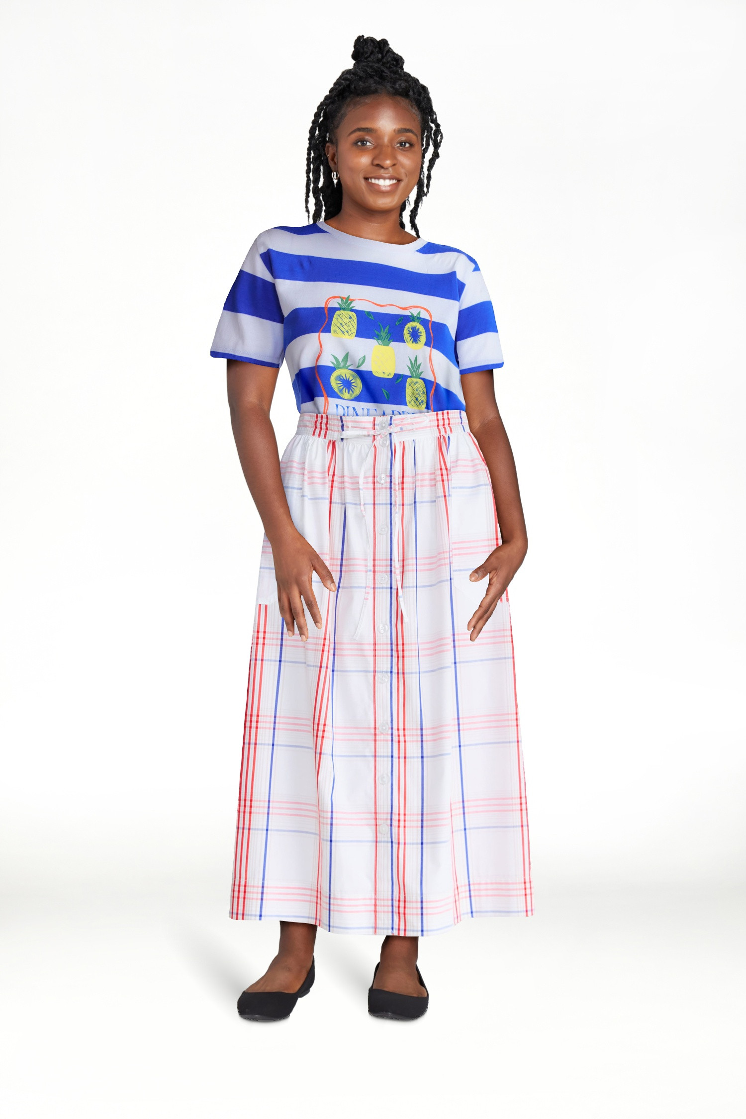 Free Assembly Women's and Women's Plus Button-Front Cotton Maxi Skirt, Sizes XS-4X | Walmart (US)