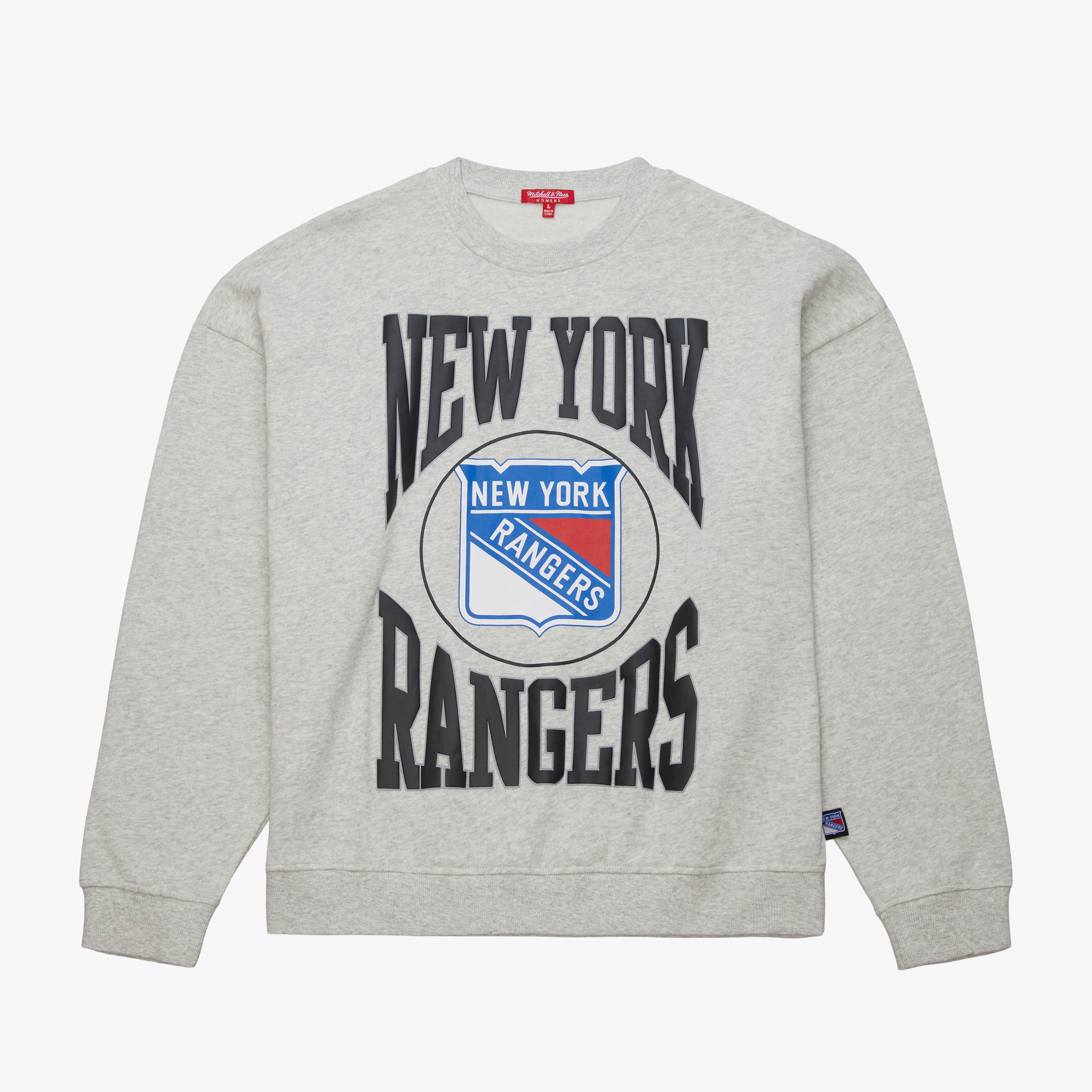 Women's  Heather Gray New York Rangers 3.0 Logo Lightweight Pullover Sweatshirt | Mitchell & Ness