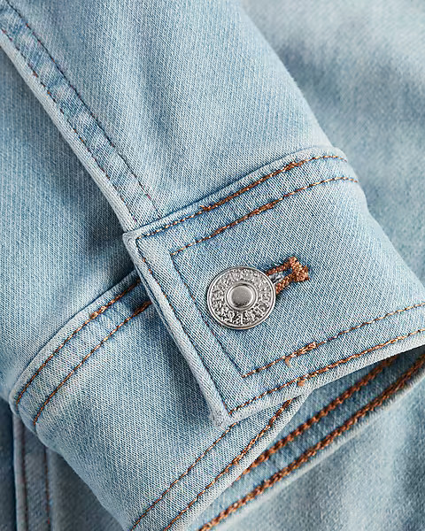 Knit Denim Trucker Jacket With Built In Hoodie | Express