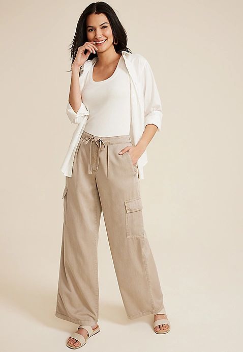 Soft Cargo High Rise Wide Leg Pant | Maurices