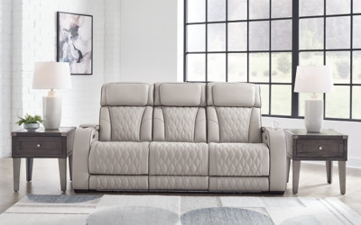 Boyington Dual Power Leather Reclining Sofa | Ashley