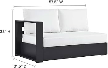 Modway Tahoe Aluminum 3-Piece Outdoor Patio Furniture Gray White, Modular Sectional Sofa Set with... | Amazon (US)