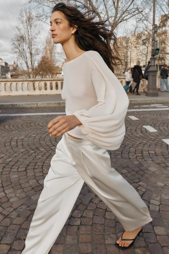 KNIT TOP WITH VOLUME SLEEVES | Zara US