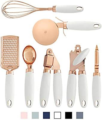 COOK With COLOR 7 Pc Kitchen Gadget Set Copper Coated Stainless Steel Utensils with Soft Touch Wh... | Amazon (US)