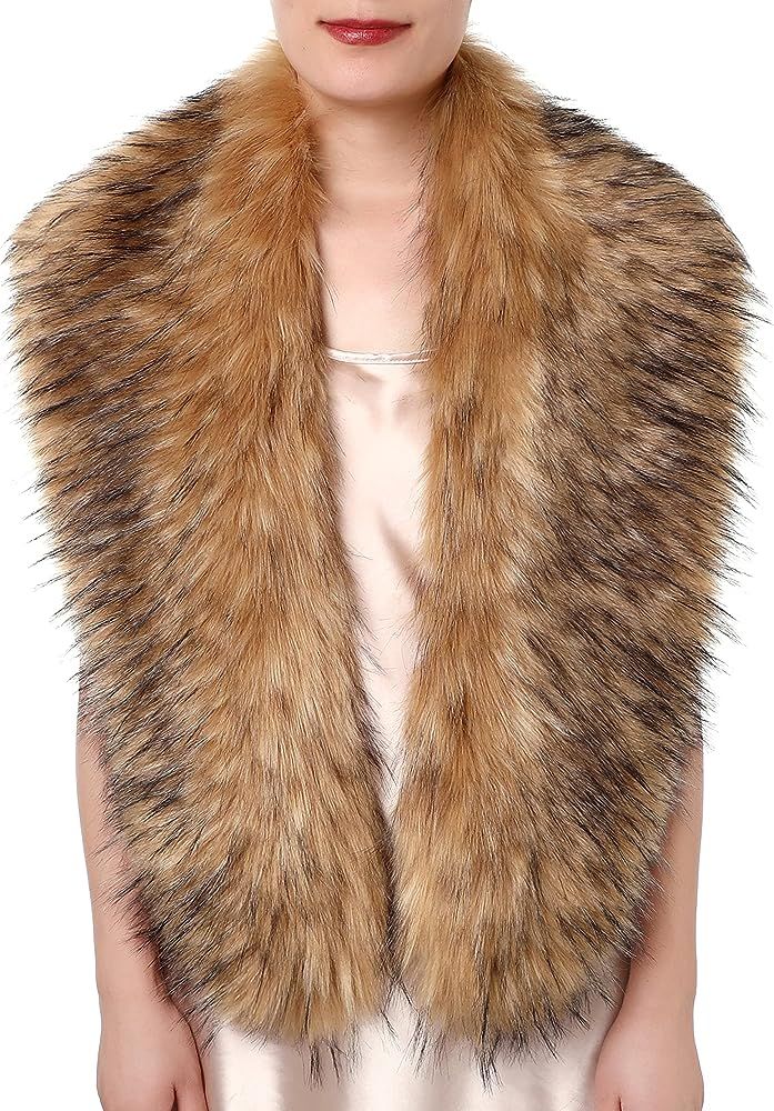 Dikoaina Extra Large Women's Faux Fur Collar for Winter Coat | Amazon (US)