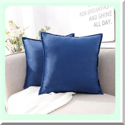 Luxury Navy Blue Velvet Throw Pillow Covers - Set of 2 Super Soft Dark Blue Decorative Pillows for Couch, Sofa, Living Room - Plush Home Decor | Wayfair North America